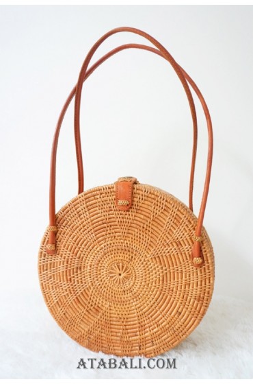 handwoven circle rattan handbag full handmade bali